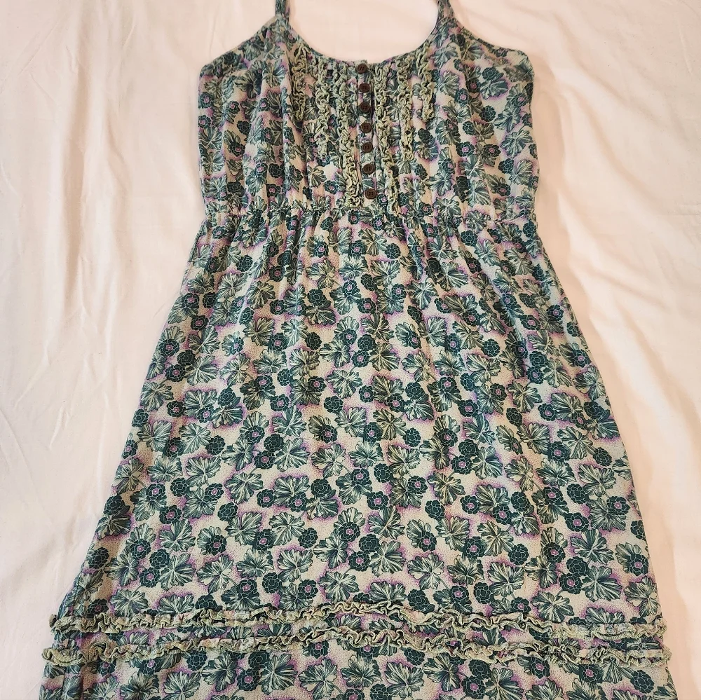 Akualani Women's Green Floral Knee-length Shift Dress Size‎ M Summer Lightweight